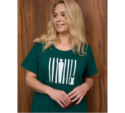Бавовняна туніка з коротким рукавом - Людина і кіт (великих розмірів) - 3XL