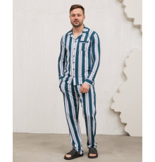 Чоловічий комплект, піжама на ґудзиках - класика у смужку - M