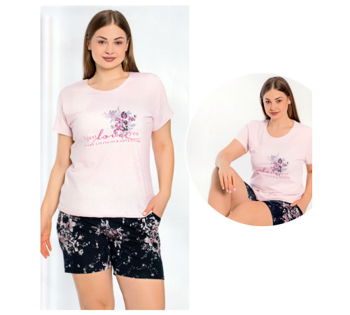 Жіноча піжама з шортами (великих розмірів) - 2XL