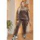 Жіночий велюровий спортивний костюм (великих розмірів) - 2XL - Бордовий